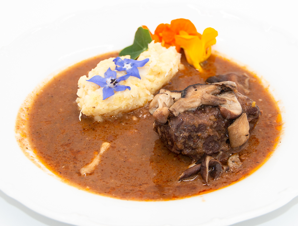 Kalbsbckchen mit Selleriestampf und Shiitake