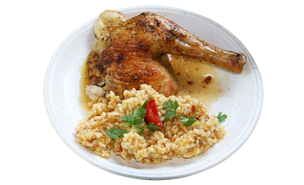 Brathendl mit Pastasotto