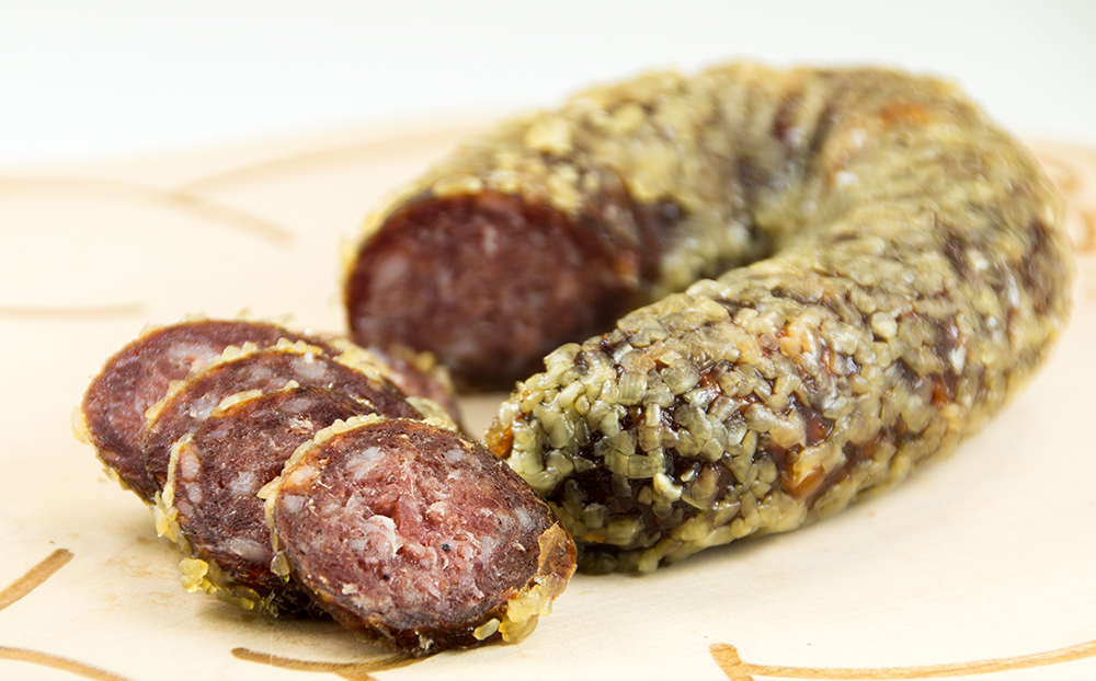 Knoblauchwurst vom Mangalitza Schwein