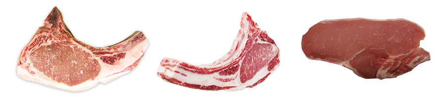 Kotelettvergleich Sonnenschwein Mangalitza und Industrie Schwein