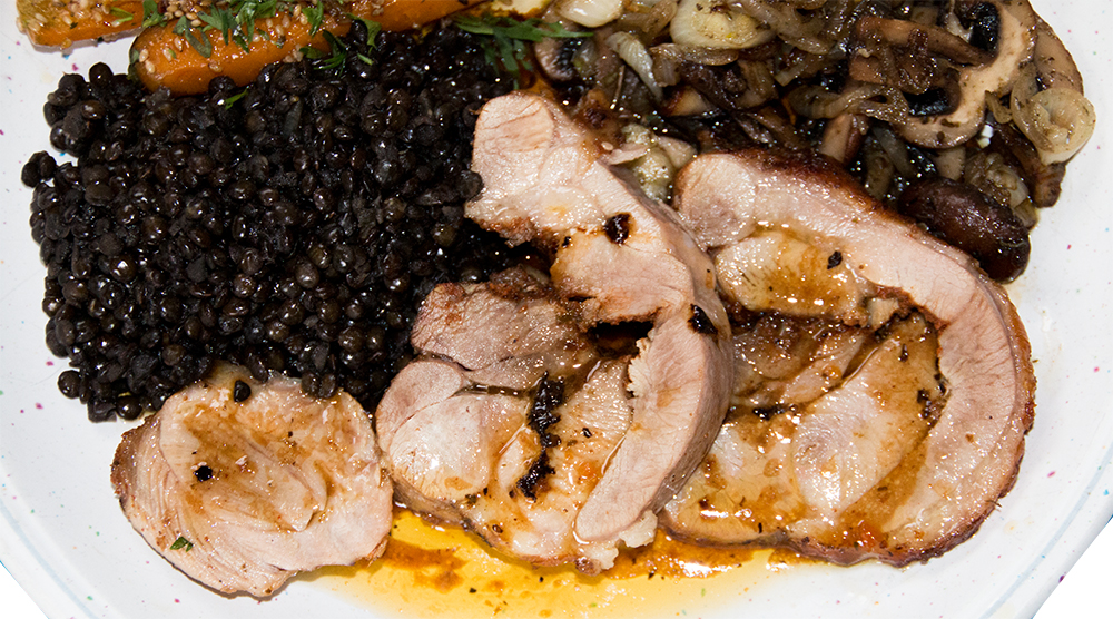 Puten Rollbraten mit Linsen